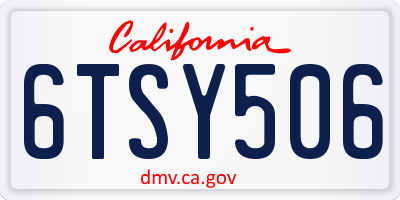 CA license plate 6TSY506