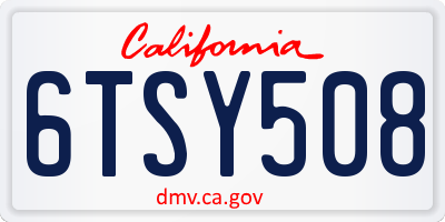 CA license plate 6TSY508
