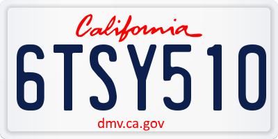 CA license plate 6TSY510