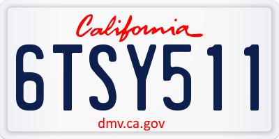 CA license plate 6TSY511