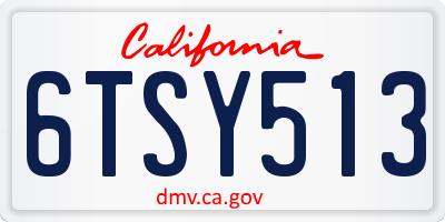 CA license plate 6TSY513