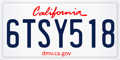 CA license plate 6TSY518