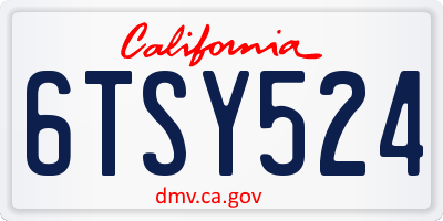 CA license plate 6TSY524