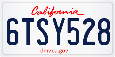 CA license plate 6TSY528
