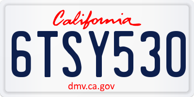 CA license plate 6TSY530