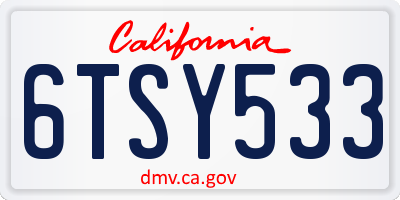 CA license plate 6TSY533