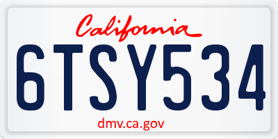CA license plate 6TSY534