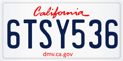 CA license plate 6TSY536
