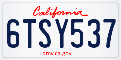 CA license plate 6TSY537
