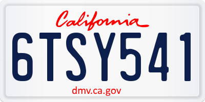 CA license plate 6TSY541