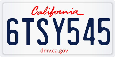 CA license plate 6TSY545