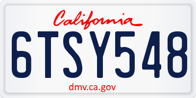 CA license plate 6TSY548