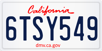 CA license plate 6TSY549