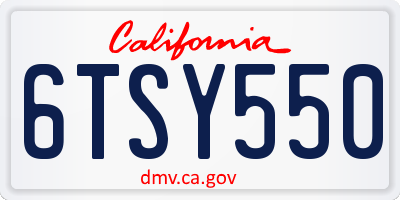 CA license plate 6TSY550