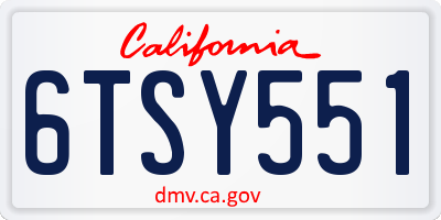 CA license plate 6TSY551