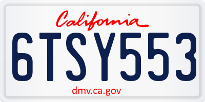 CA license plate 6TSY553