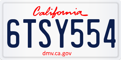 CA license plate 6TSY554