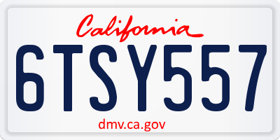 CA license plate 6TSY557