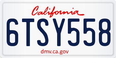 CA license plate 6TSY558