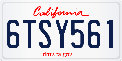 CA license plate 6TSY561