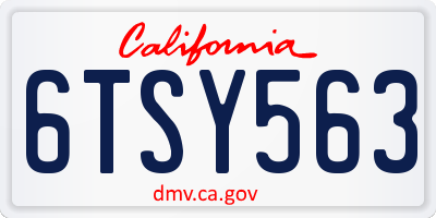 CA license plate 6TSY563