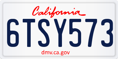 CA license plate 6TSY573