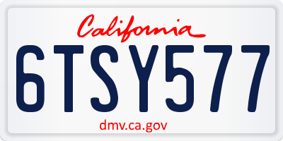 CA license plate 6TSY577