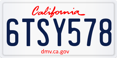 CA license plate 6TSY578
