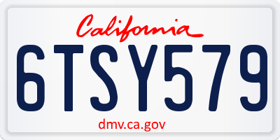 CA license plate 6TSY579