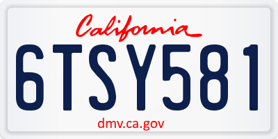 CA license plate 6TSY581