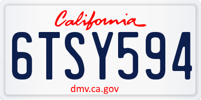 CA license plate 6TSY594
