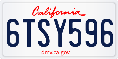 CA license plate 6TSY596