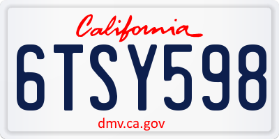 CA license plate 6TSY598