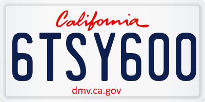 CA license plate 6TSY600