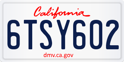 CA license plate 6TSY602