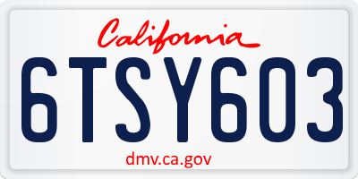 CA license plate 6TSY603