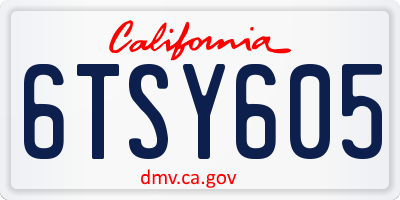 CA license plate 6TSY605