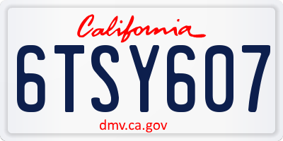 CA license plate 6TSY607