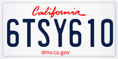 CA license plate 6TSY610
