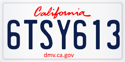 CA license plate 6TSY613
