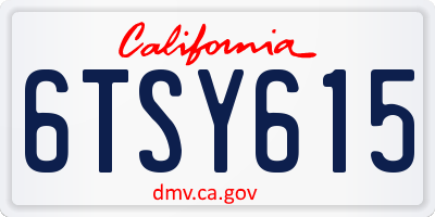 CA license plate 6TSY615