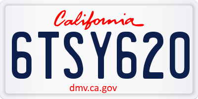 CA license plate 6TSY620