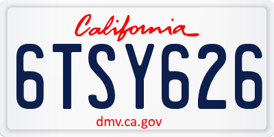 CA license plate 6TSY626