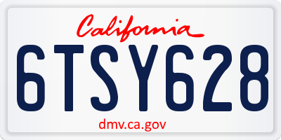 CA license plate 6TSY628