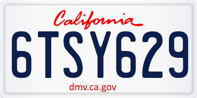 CA license plate 6TSY629
