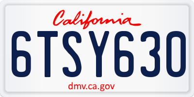 CA license plate 6TSY630