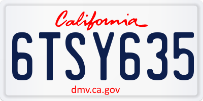 CA license plate 6TSY635