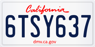 CA license plate 6TSY637
