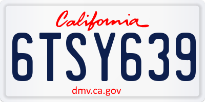 CA license plate 6TSY639