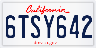 CA license plate 6TSY642